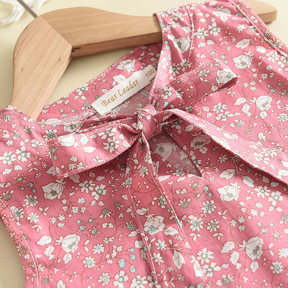 Toddler Kids Baby Girl Floral Blue Blouse T-shirt Pants Summer 2PCS Suit Infant Girl Clothes 2-6 Years New Girls Outfits