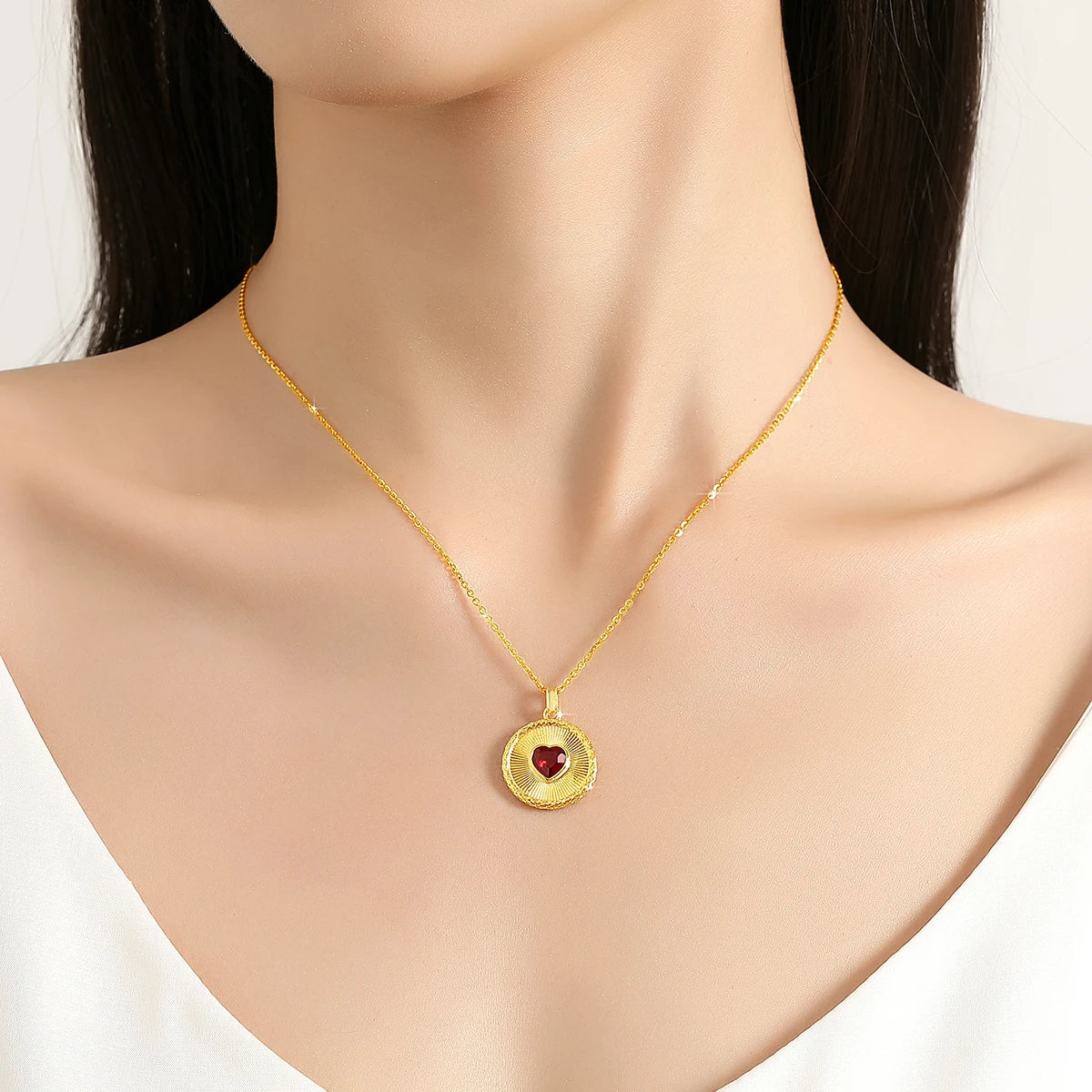 100% Real 18K Gold Natural Garnet Necklace For Women With Certificate Initial Original Au750 Jewelry Trending Love Gift