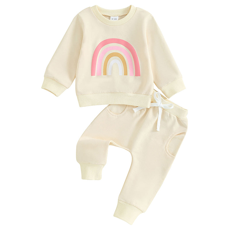 Lioraitiin 3M-3Y Baby Girls Boys Clothes Oversize Sweater & Long Pants Infant Toddler Fall Winter Rainbow Outfits