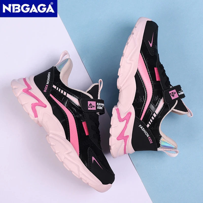 Kids Casual Pink Girls Leather Shoes Fashion For 7-15y Lightweight Running Young Student's Children Sports Girl's Shoe NBGAGA