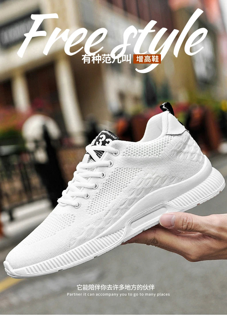 Men Sneakers Elevator Shoes Hidden Heels Breathable Heightening Shoes For Men Increase Insole 6CM Sports Casual Height Shoes 48