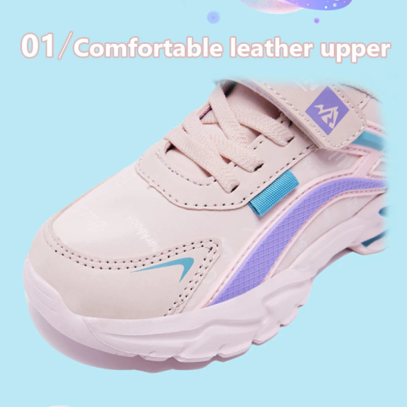 Kids Casual Pink Girls Leather Shoes Fashion For 7-15y Lightweight Running Young Student's Children Sports Girl's Shoe NBGAGA