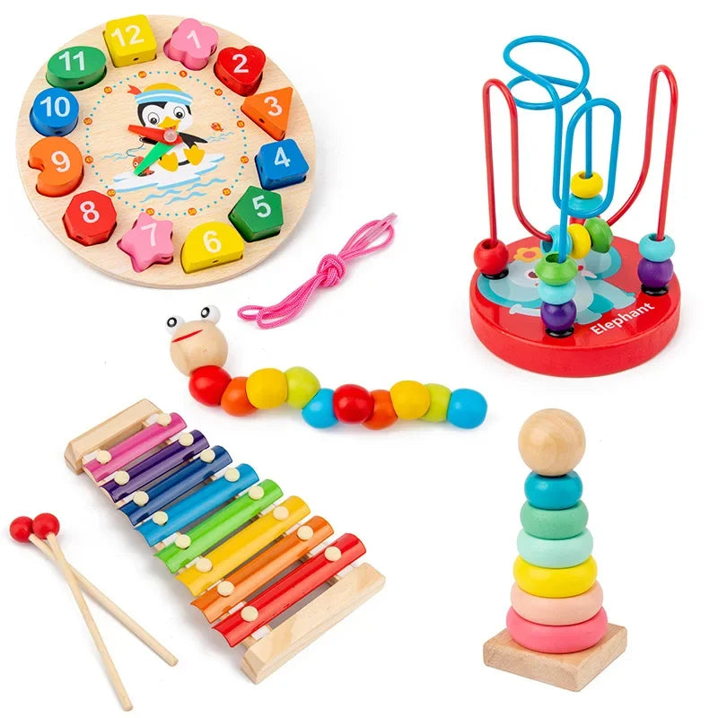 Montessori Wooden Toys for Babies 1 2 3 Years Boy Girl Gift Baby Development Games Wood Puzzle for Kids Educational Learning Toy