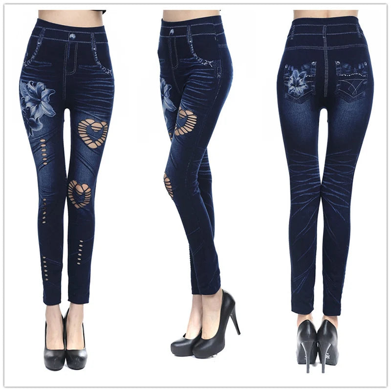 ARWEN & AJH GROUP مجموعة اروين 2024Hot Sexy Women Jean Skinny Pants high waist leggings female print ankle-length Slim Legging Fitness Plus Size