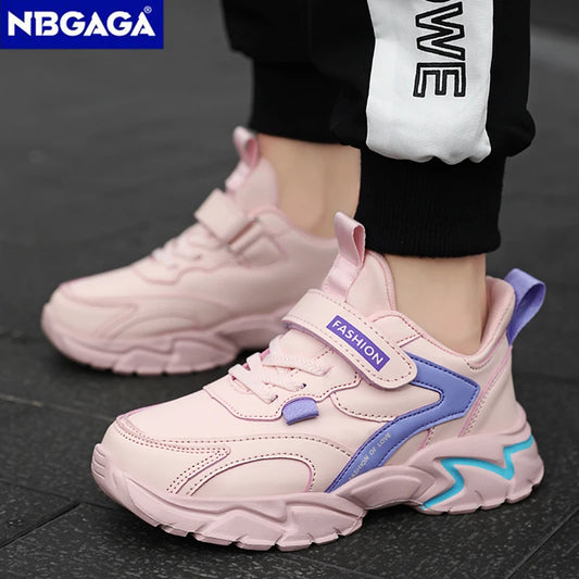 Sport Girl Casual Shoe Leather 5-16Years Boy Tenis Shoe Outdoor Children Running Sneaker Anti Slip Soft Sole Walking Footwear