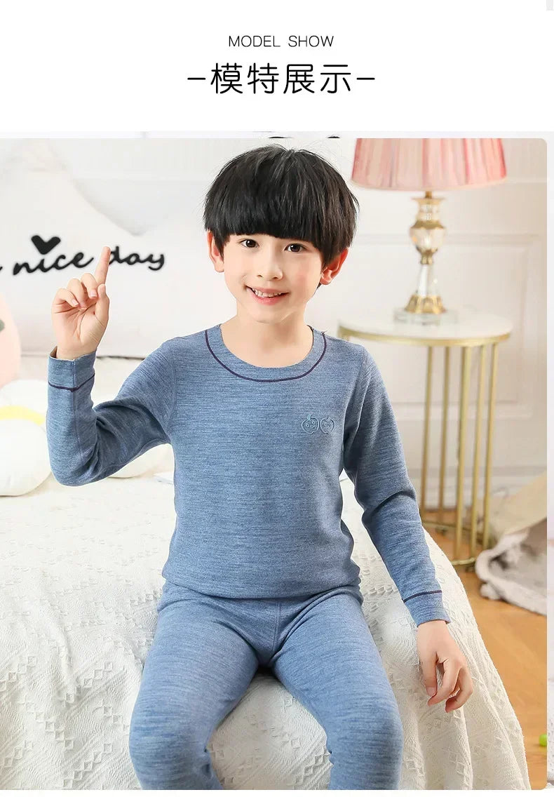 2 4 6 8 10 Yrs Boys Pajamas Baby Winter Thermal Underwear Set Sleepwear Children's Clothing Girls Pijamas Loungewear Kids Pijama