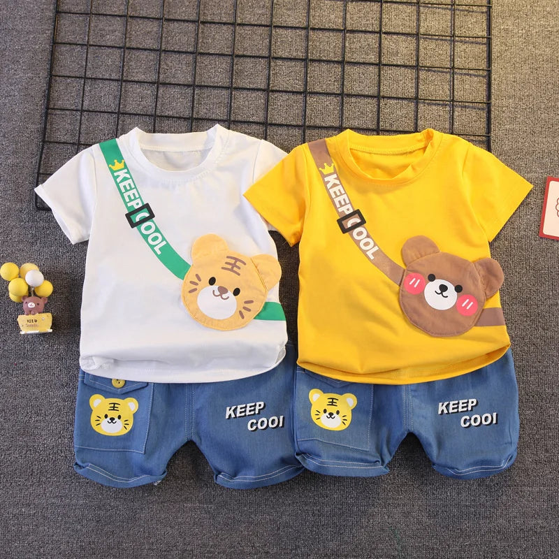 New Summer Casual Sets Kids Clothes Boys Short Sleeve T-Shirt Shorts 2Pcs Children Sportwear Suits Tracksuits Outfits 1-5 Years