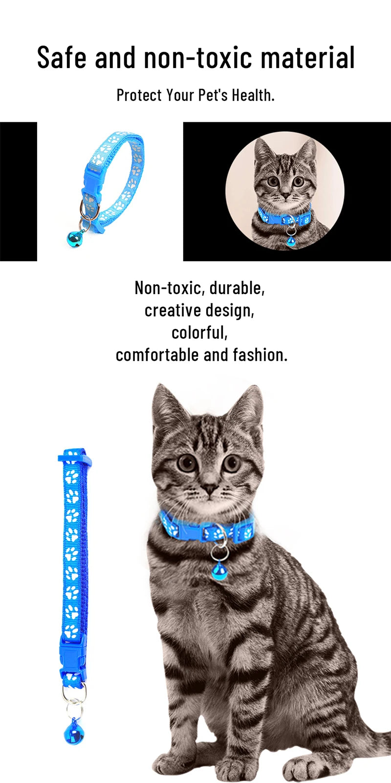 1pc Cute Bell Collar For Cats Dog Collar Teddy Bomei Dog Cartoon Funny Footprint Collars Pet Bell Collar Home Pet Supplies