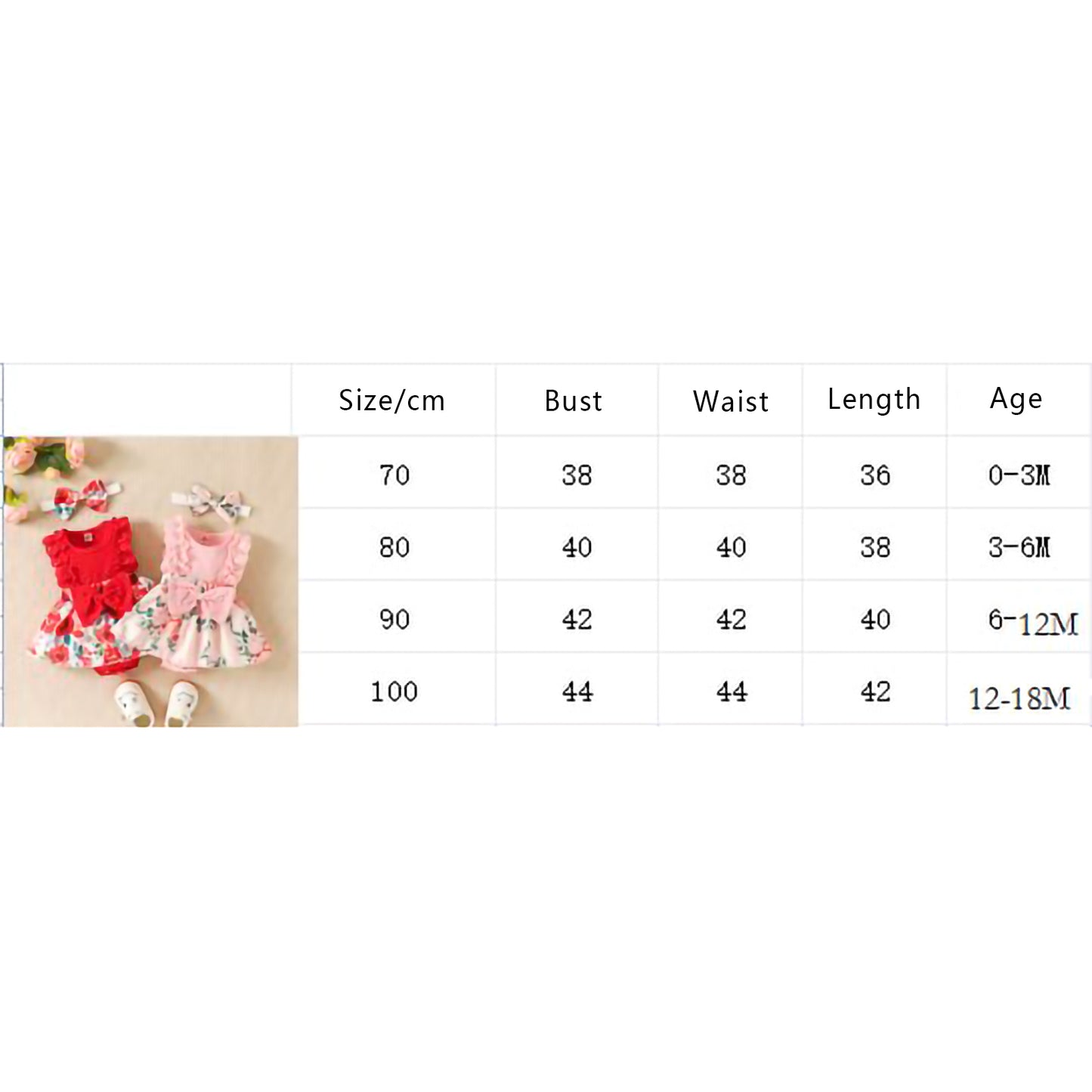 2pcs Infant Baby Girls Romper Dress Patchwork Flower Print Lace Sleeveless/Long Sleeve Crew Neck Front Bowknot Jumpsuit Headband