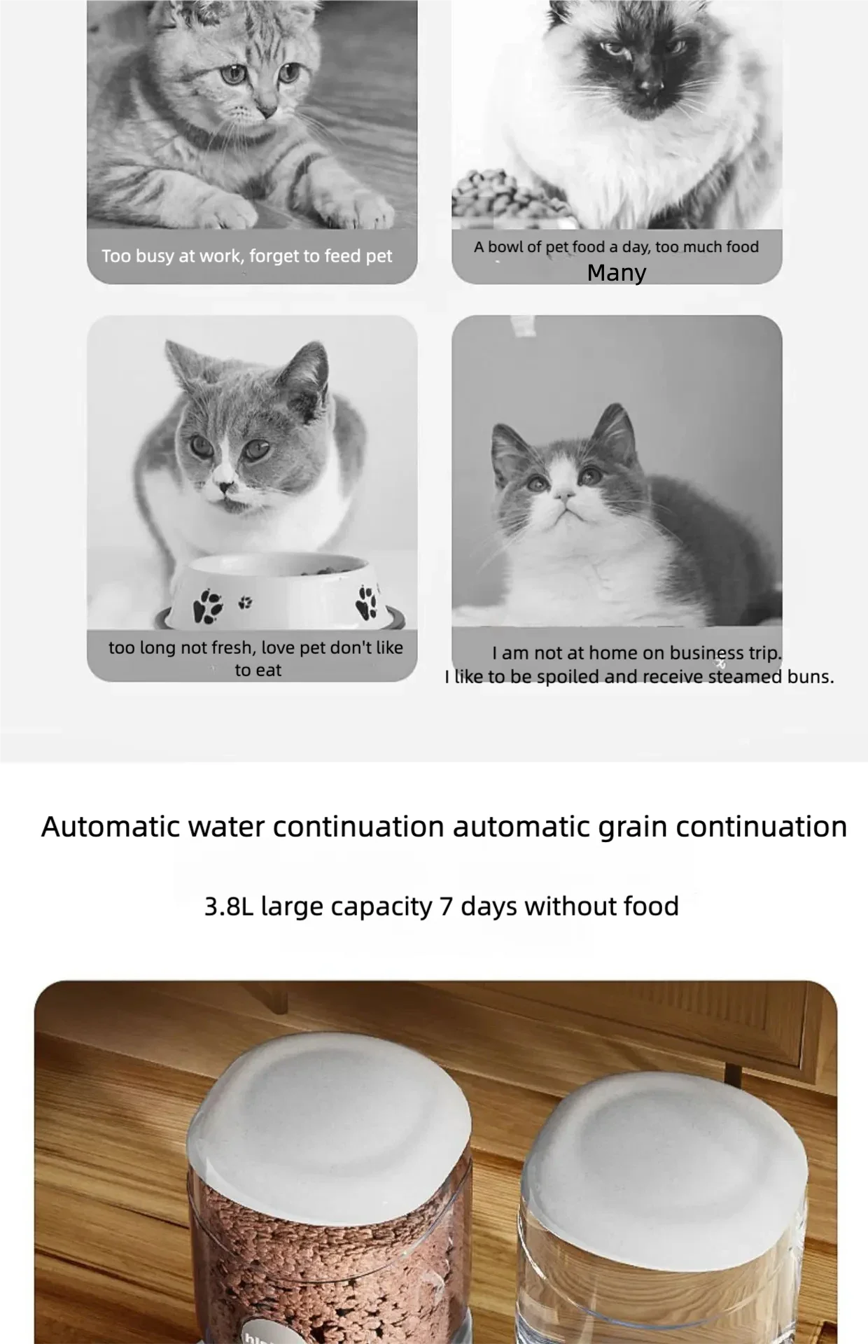 Automatic Cat Feeder High Capacity Pet Food Bowl Gravity Water Dispenser mascotas Pet Bowl for Dogs Cats 4L cat Accessories