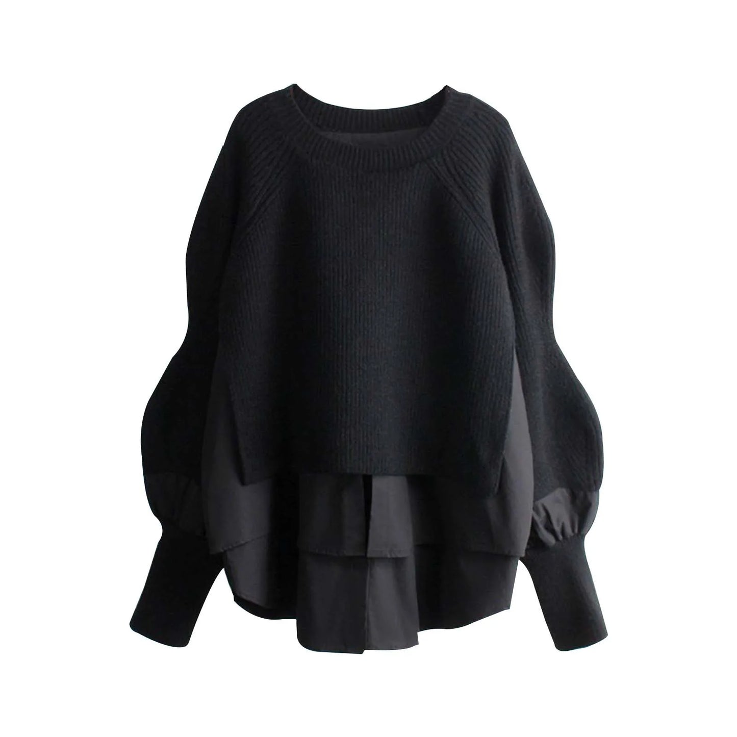 Fashion Solid Color Women's Sweater 2024 Loose O-Neck Pullovers Autumn Winter Lantern Sleeve Knitwears Female Tops Jumpers