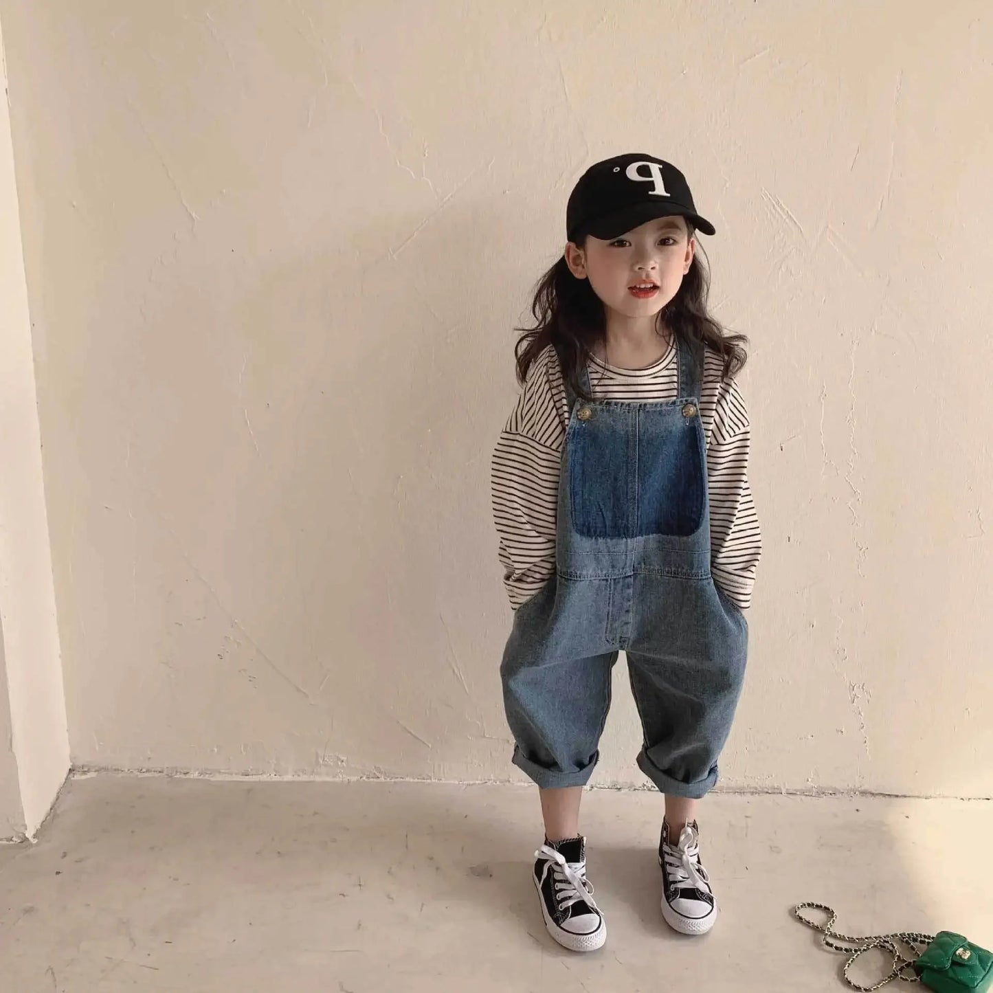 Spring and Autumn Pants for Girls Tide Retro Straight Wide-Leg Blue Jeans Loose Casual Fashion High Street Denim Pants Overalls