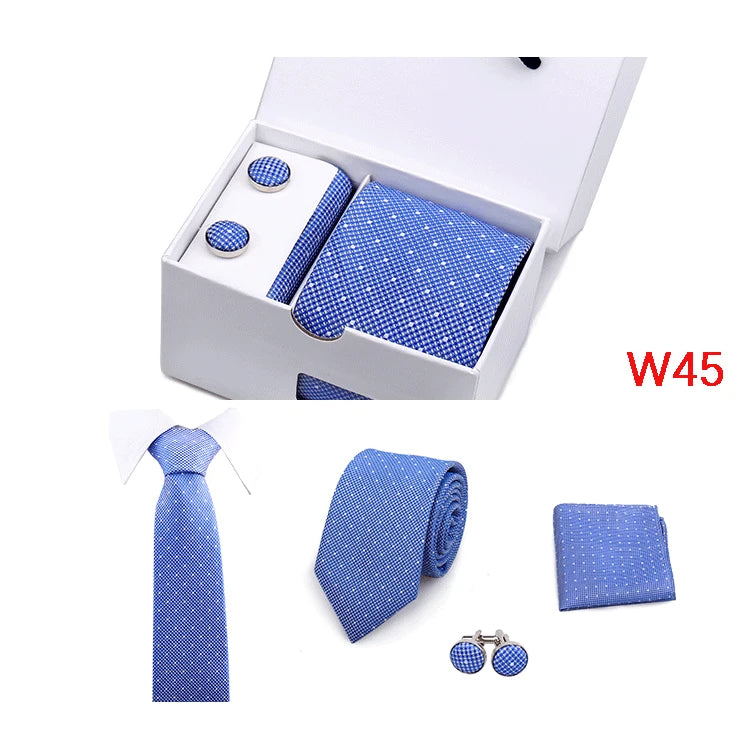 Mens Tie Set In A Box Paisley Ties For Men Gifts Luxury Necktie Pocket Square Cufflinks Wedding Business Formal Suit Tie