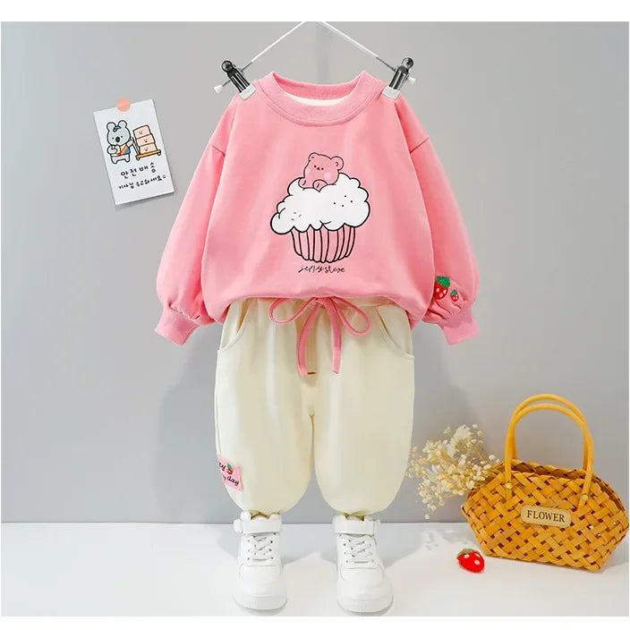 Autumn Girls' Clothes New Suit Children's Autumn Sports Two-piece New Suit Little Girl Baby Casual Sweater Suit Girl Outfit Set