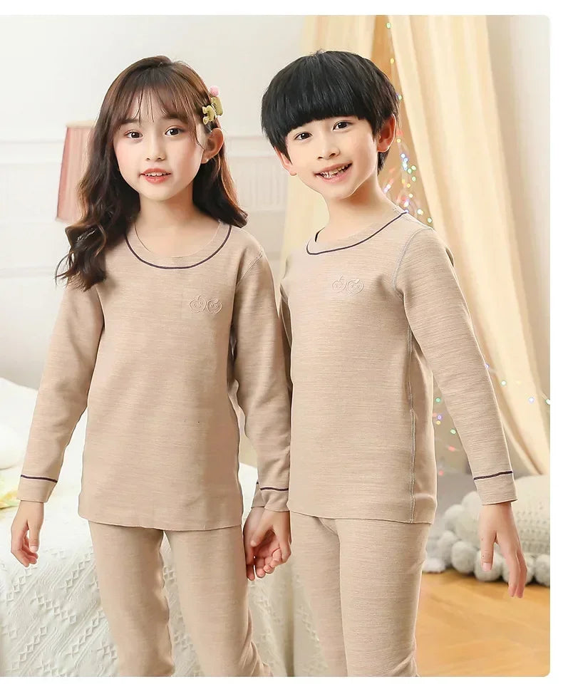 2 4 6 8 10 Yrs Boys Pajamas Baby Winter Thermal Underwear Set Sleepwear Children's Clothing Girls Pijamas Loungewear Kids Pijama