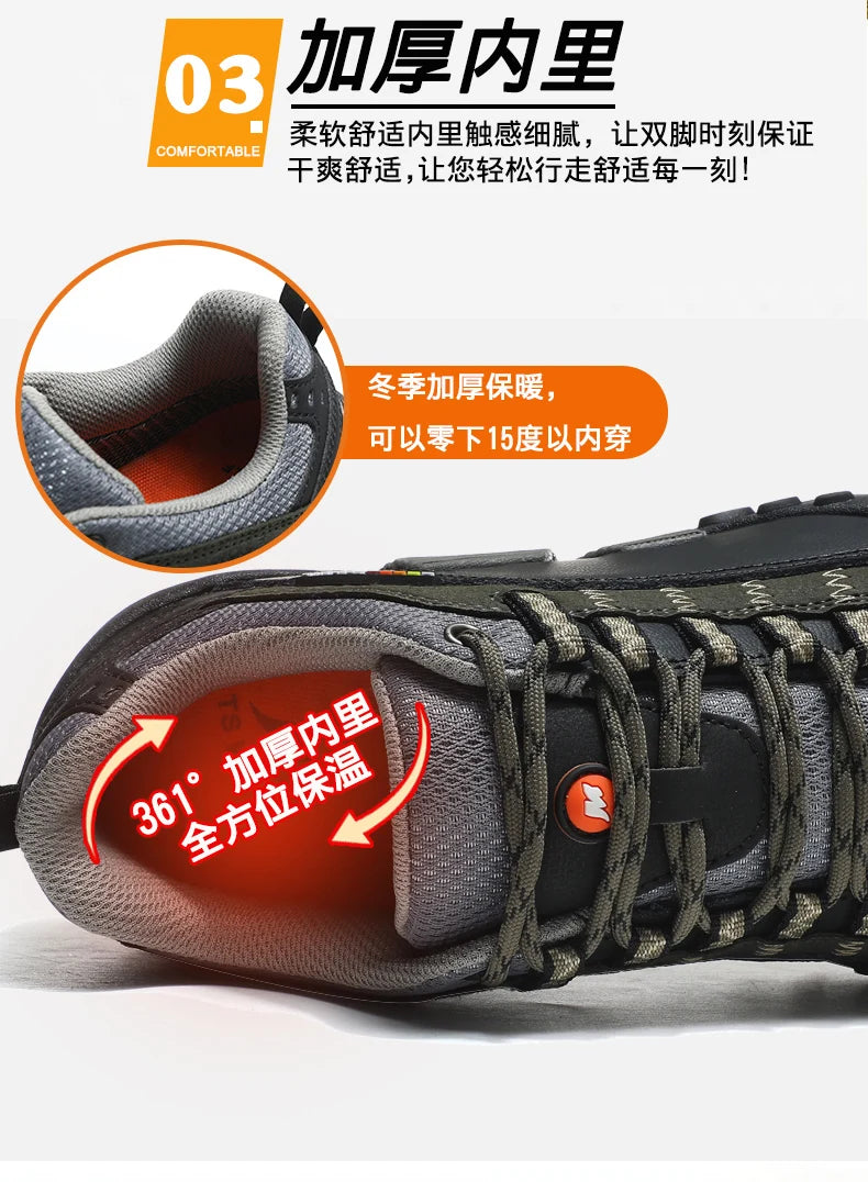 Outdoor Lover Trekking Shoes Men Waterproof Hiking Shoes Mountain Boots Genuine Leather Woodland Hunting Tactical Shoes