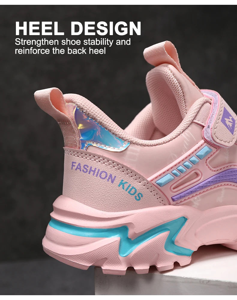 Children Sneakers Casual Shoes for Girls Pink Comfortable Leather Running Sports Kids Girl Flat Breathable Shoes