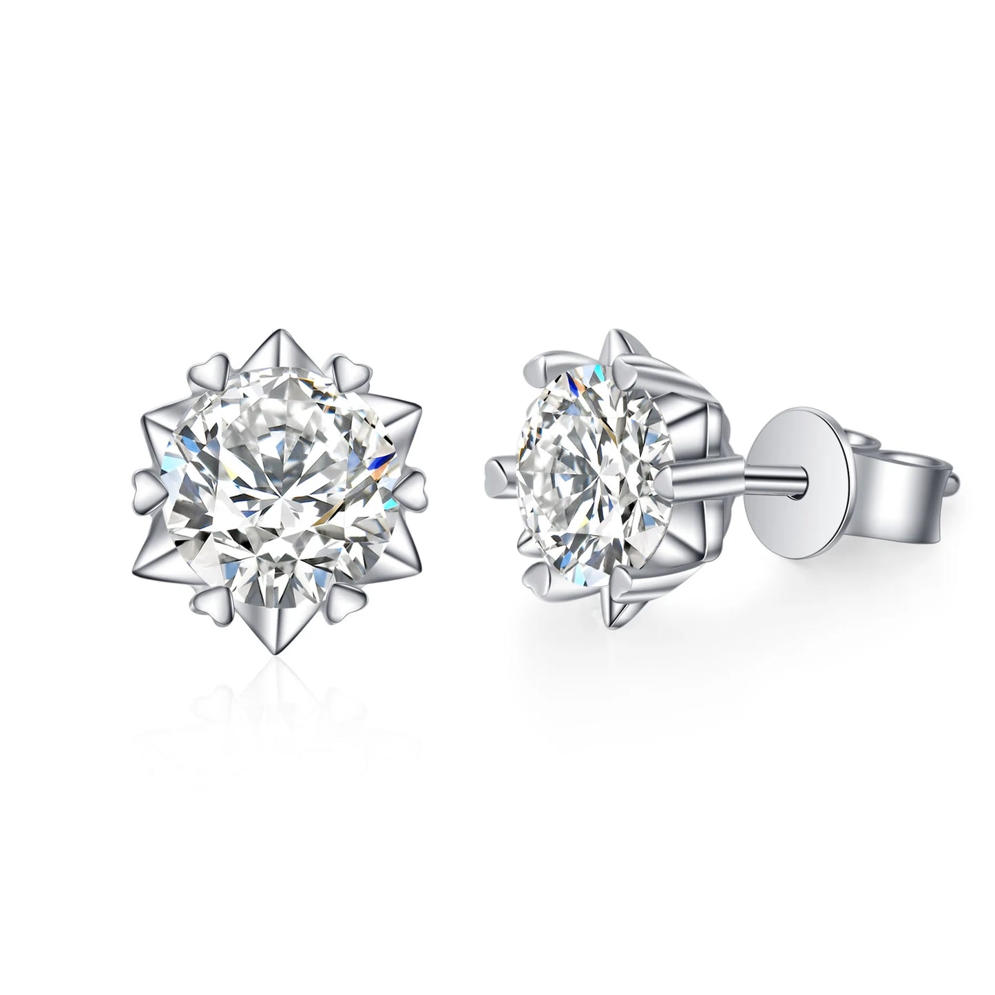 Smyoue 0.3-2CT 100% Real Moissanite Stud Earrings for Women Wedding Sparkling Ear Studs S925 Sterling Silver Jewelry White Gold