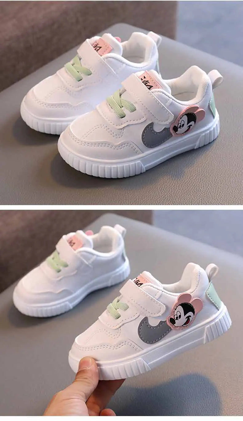 Disney Mickey Mouse Baby Trend Casual Shoes Girls Little White Shoes 0-2 Years Baby Boys Fashion Chic Soft Sole Walking Shoes