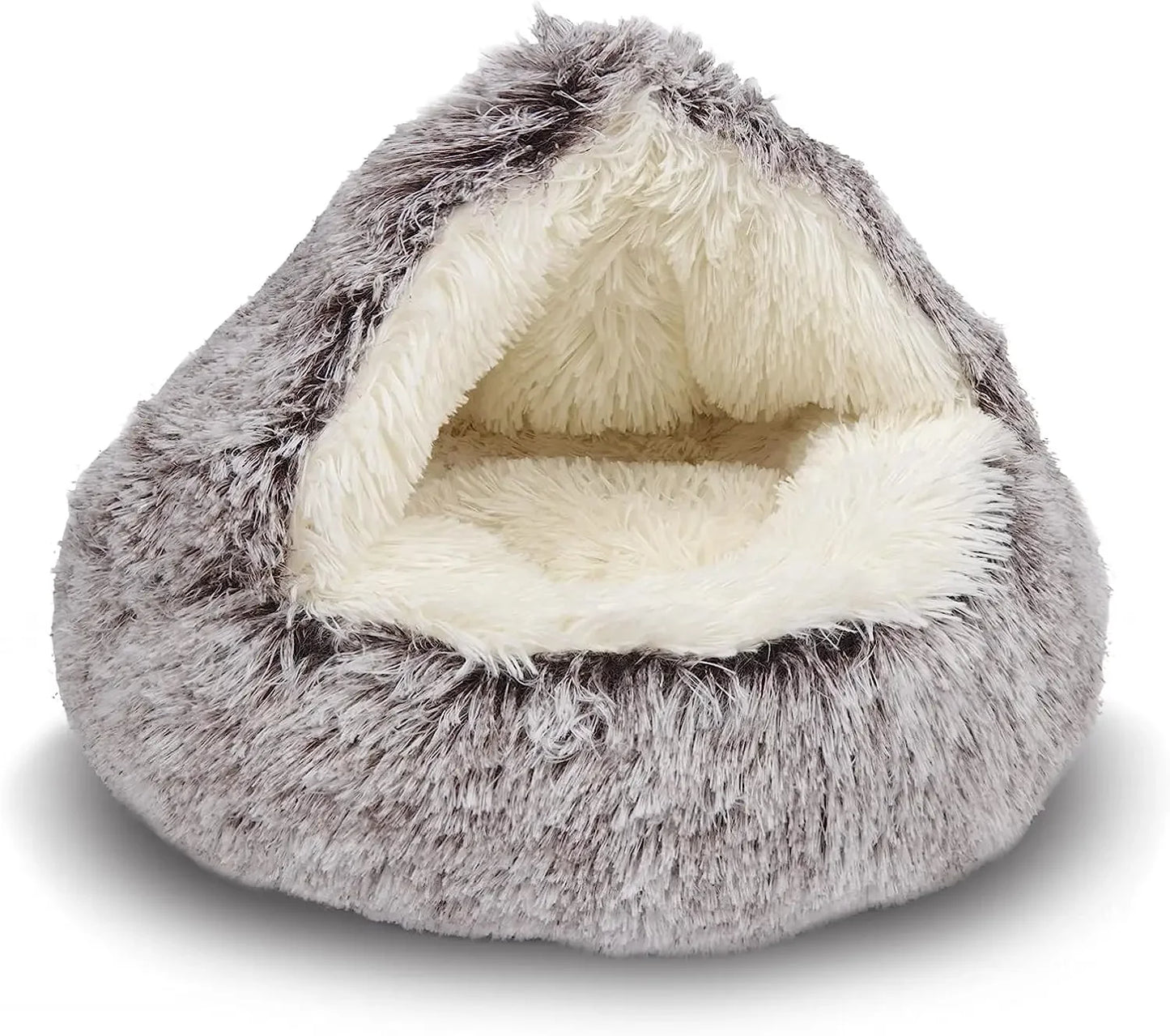 Cozy Round Pet Bed with Detachable Cover Dual-Purpose Warm Sleeping Nest and Cave for Small Dogs and Cats