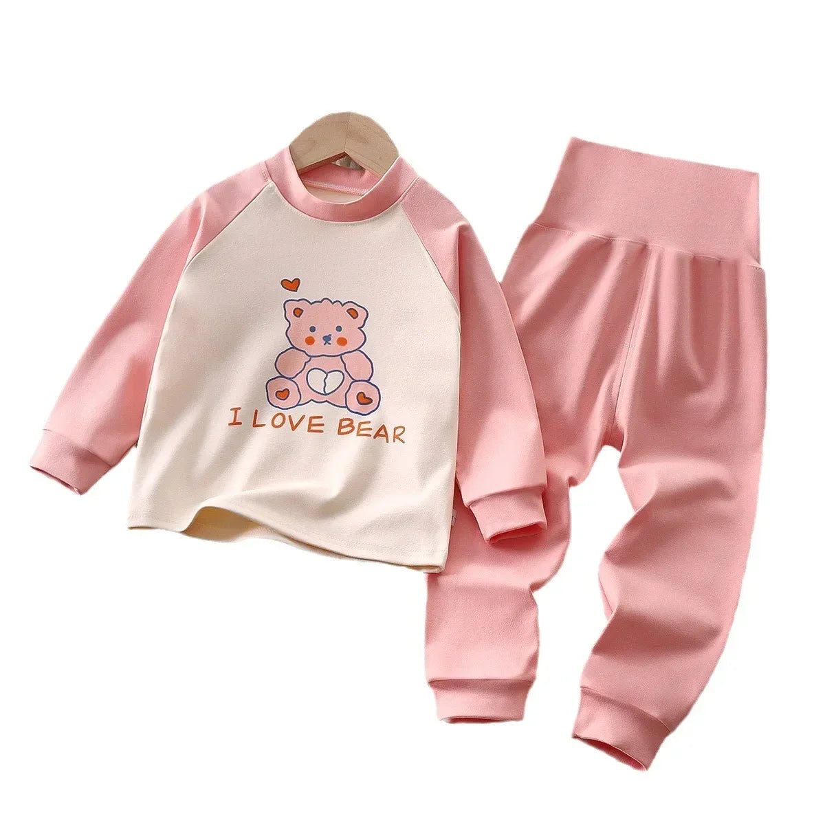 New Kids Thicken Warm Pajamas Baby Boys Girls Cute Cartoon T-Shirt + High Waist Pants Toddler Autumn Clothing Sets Loungewear