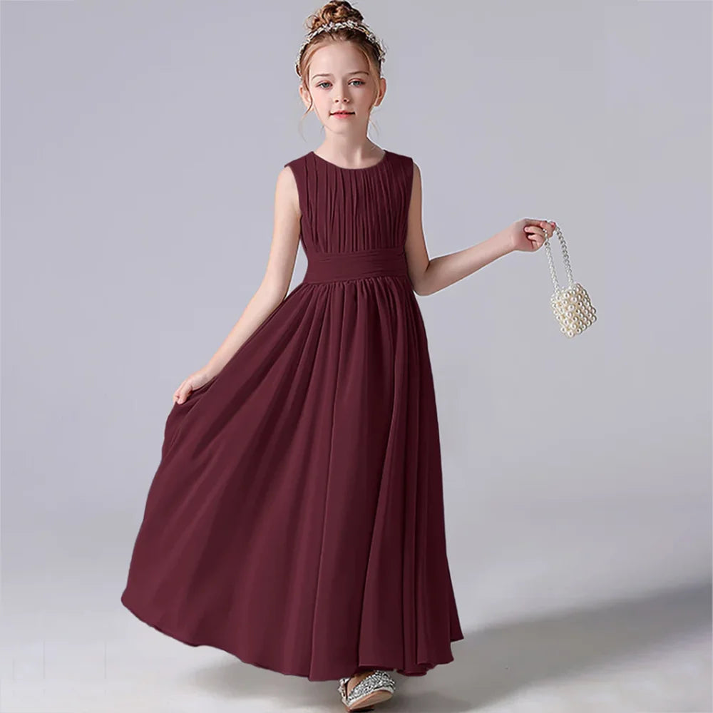 ARWEN & AJH GROUP Chiffon Pleated Flower Girl Dresses Sashes Kids Weddings Birthday Party Pageant Gowns Junior Bridesmaid Dress