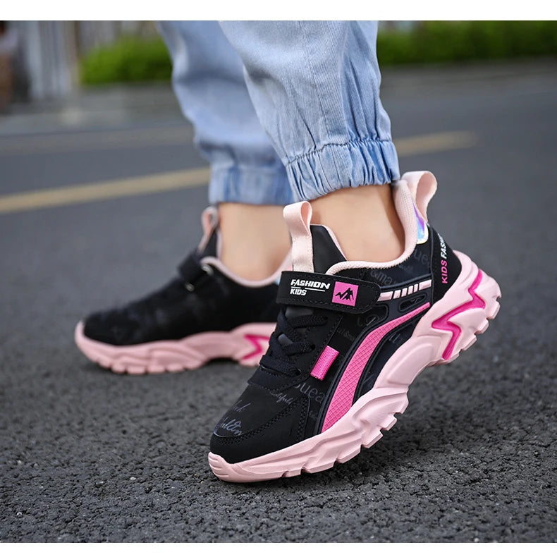 Children Sneakers Casual Shoes for Girls Pink Comfortable Leather Running Sports Kids Girl Flat Breathable Shoes