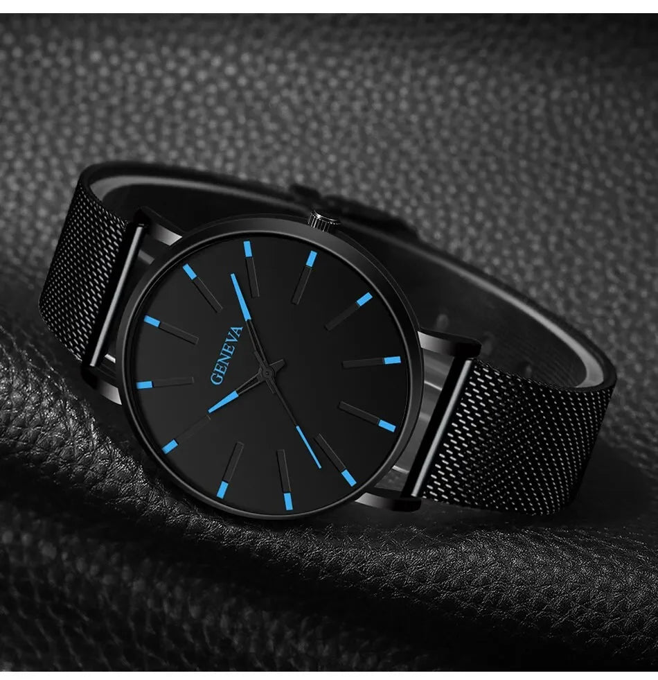 Minimalist Mens Fashion Ultra Thin Watches Simple Men Business Stainless Steel Mesh Belt Quartz Wrist Watch Relogio Masculino