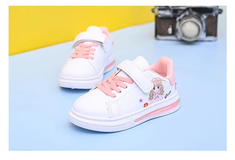 Children's Little White Shoes Girls' Sweet Cute Princess Shoes Spring and Autumn Casual Sneakers Waterproof Student Board Shoes