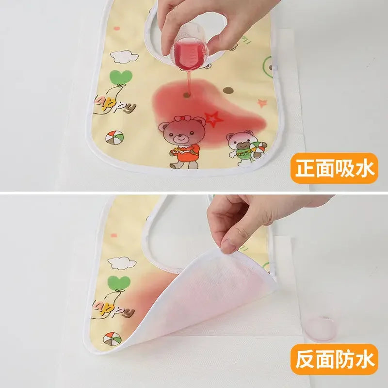 Baby Bibs Cotton Thickening Water Absorption Waterproof Bibs Baby Feeding Protection Burp Cloths Cartoon Pattern Fit Baby Stuff