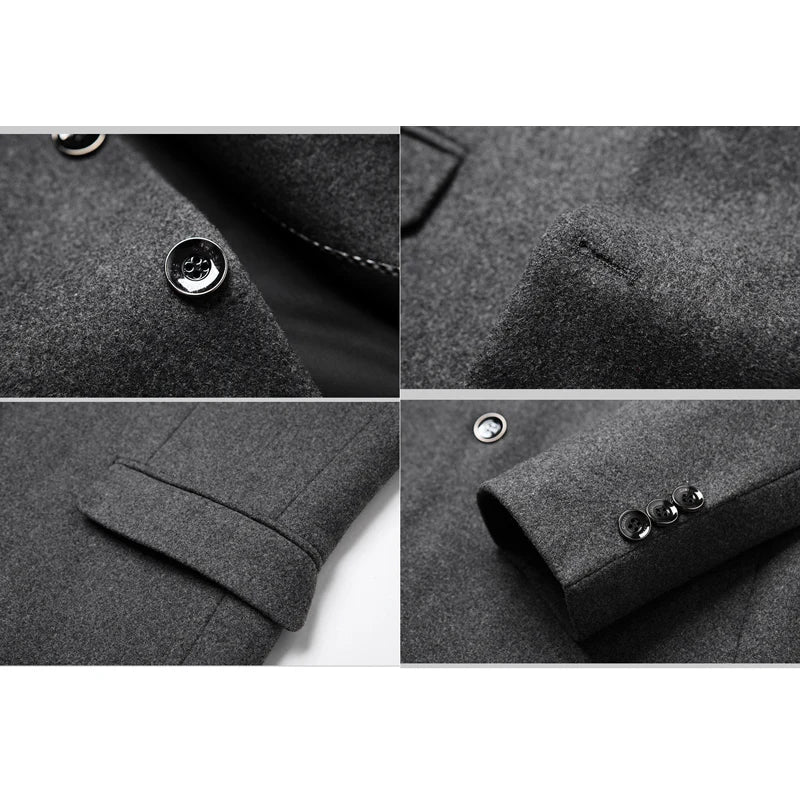 ARWEN & AJH GROUP    Brand Business Casual Wool Blazer Men 2024 Autumn and Winter New Solid Men Blazer Regular Fit Long Sleeve Blazers for Men