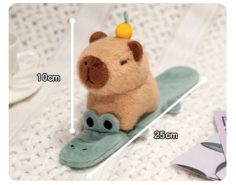 Lovely Animal Slap Snap Wrap Wristband Bracelet Capybara Dog Cat Plush Hand Ring Wristband Kids Toys Creative Funny Gift