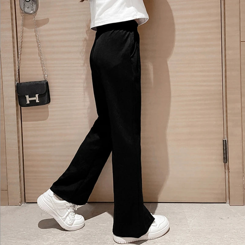 Fashion Girls Clothes Outfit Summer Letter Top & Loose Pants 2 Pieces Set  Teenage Girl Trendy Tracksuit Bell-bottom Trousers