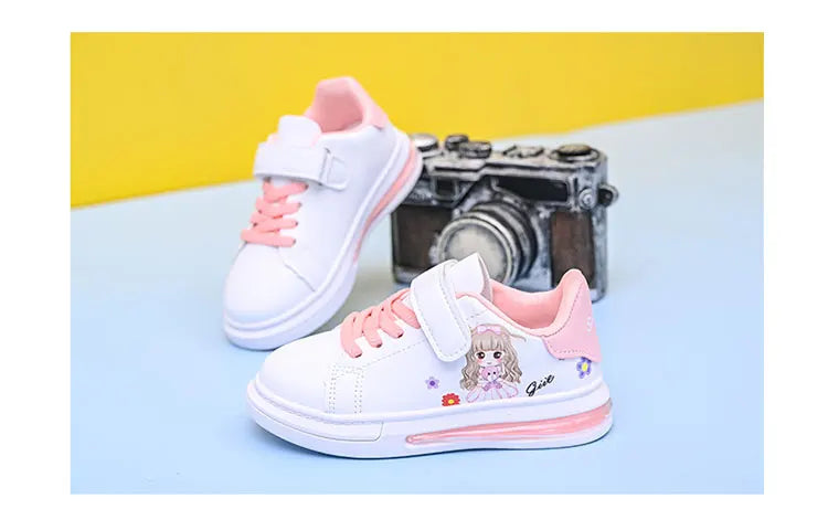 Children's Little White Shoes Girls' Sweet Cute Princess Shoes Spring and Autumn Casual Sneakers Waterproof Student Board Shoes