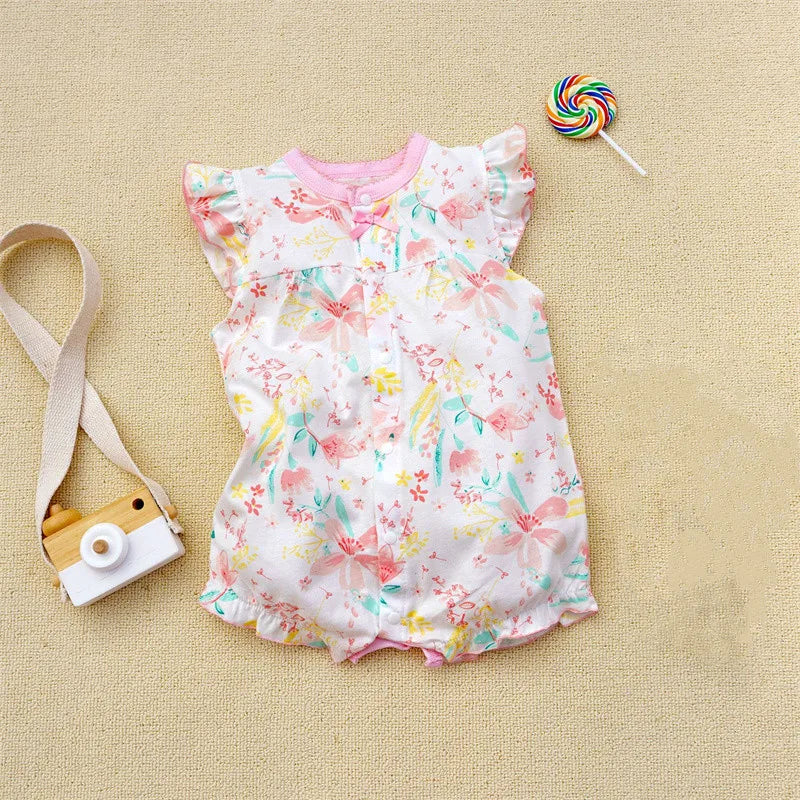 2024 newborn baby Summer clothes rompers for babies girls overalls short Sleeve cotton baby clothing pajamas Baby Girl onesies