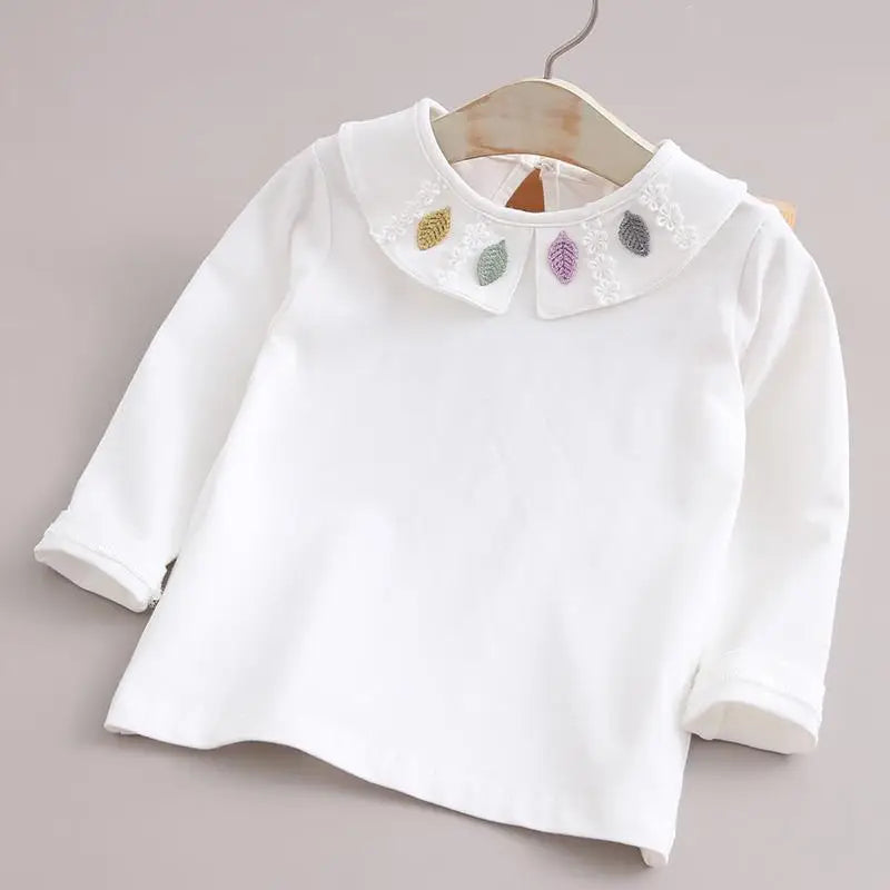 Children's  Shirts School Girls White Tops Long Sleeve Lace Shirts Kids Shirt Baby Toddler Teen Casual Children Clothes