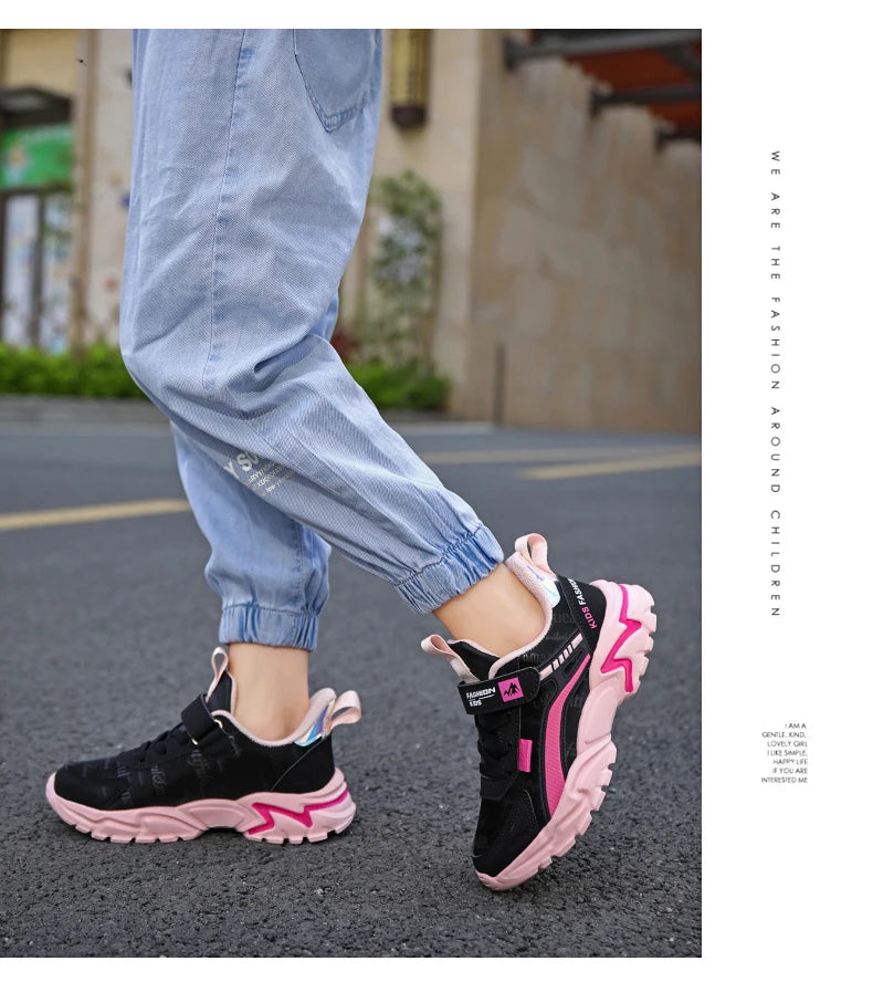 Children Sneakers Casual Shoes for Girls Pink Comfortable Leather Running Sports Kids Girl Flat Breathable Shoes