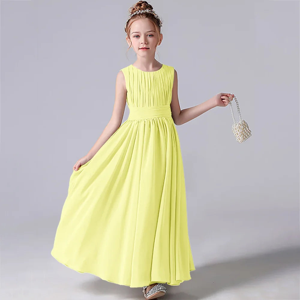 ARWEN & AJH GROUP Chiffon Pleated Flower Girl Dresses Sashes Kids Weddings Birthday Party Pageant Gowns Junior Bridesmaid Dress