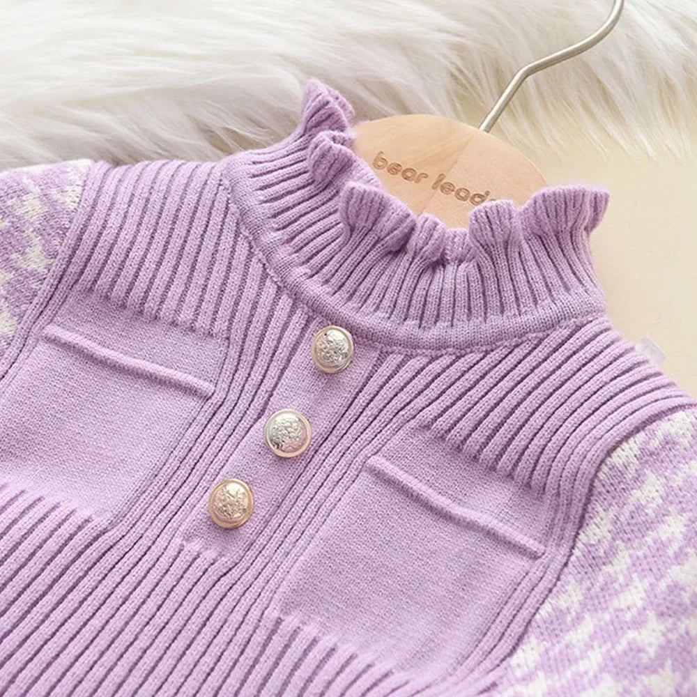 Autumn Winter Girls Dress Girls 4-8Y Kids Princess Party Sweater Knitted Dresses Christmas Costume Baby Girl Clothes