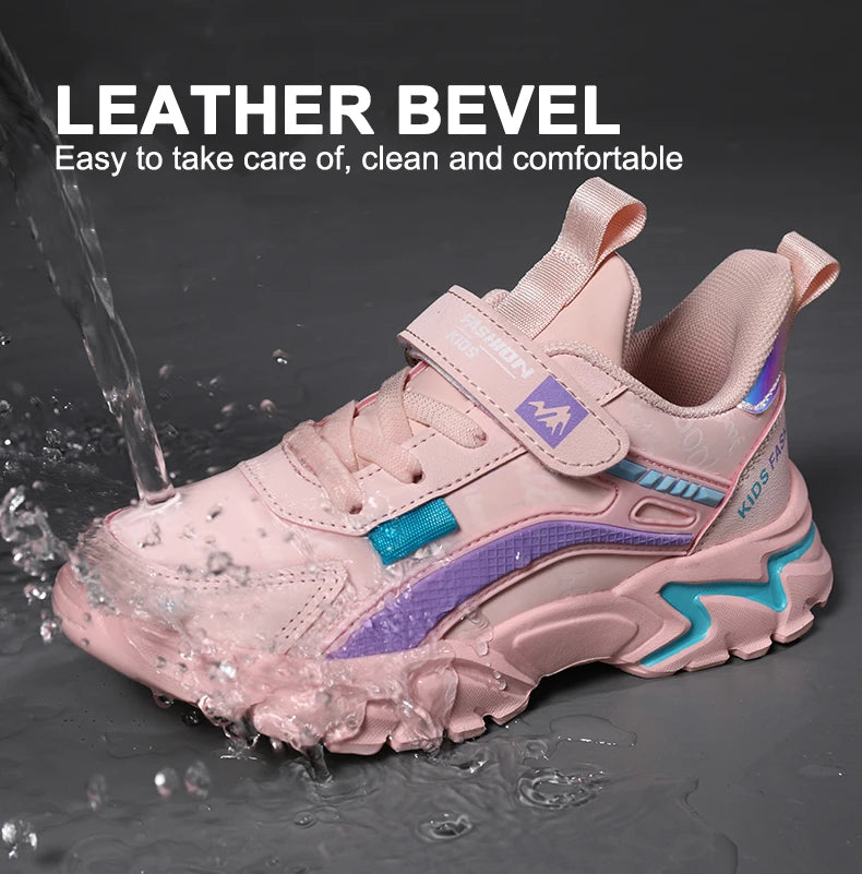 Children Sneakers Casual Shoes for Girls Pink Comfortable Leather Running Sports Kids Girl Flat Breathable Shoes