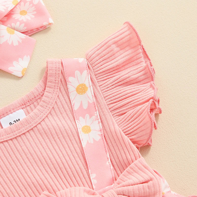 Baby Girl Clothes 3 6 9 12 18 Months Newborn Ruffle Butt  Romper Daisy Overalls Jumpsuit Summer Outfit