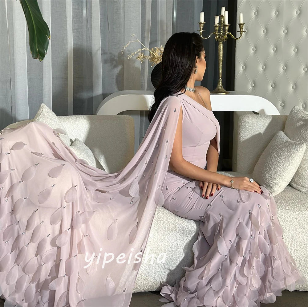 Jiayigong  Satin Beading Cocktail Party Mermaid One-shoulder Bespoke Occasion  Floor Length