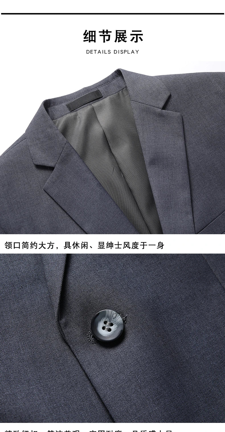 2023High-quality solid color (suit + vest + trousers) Men's business formal suit 3/2 business suit bridegroom and best man