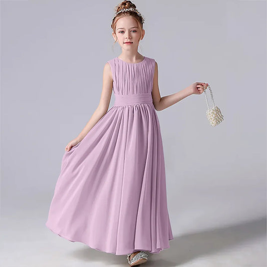 ARWEN & AJH GROUP Chiffon Pleated Flower Girl Dresses Sashes Kids Weddings Birthday Party Pageant Gowns Junior Bridesmaid Dress