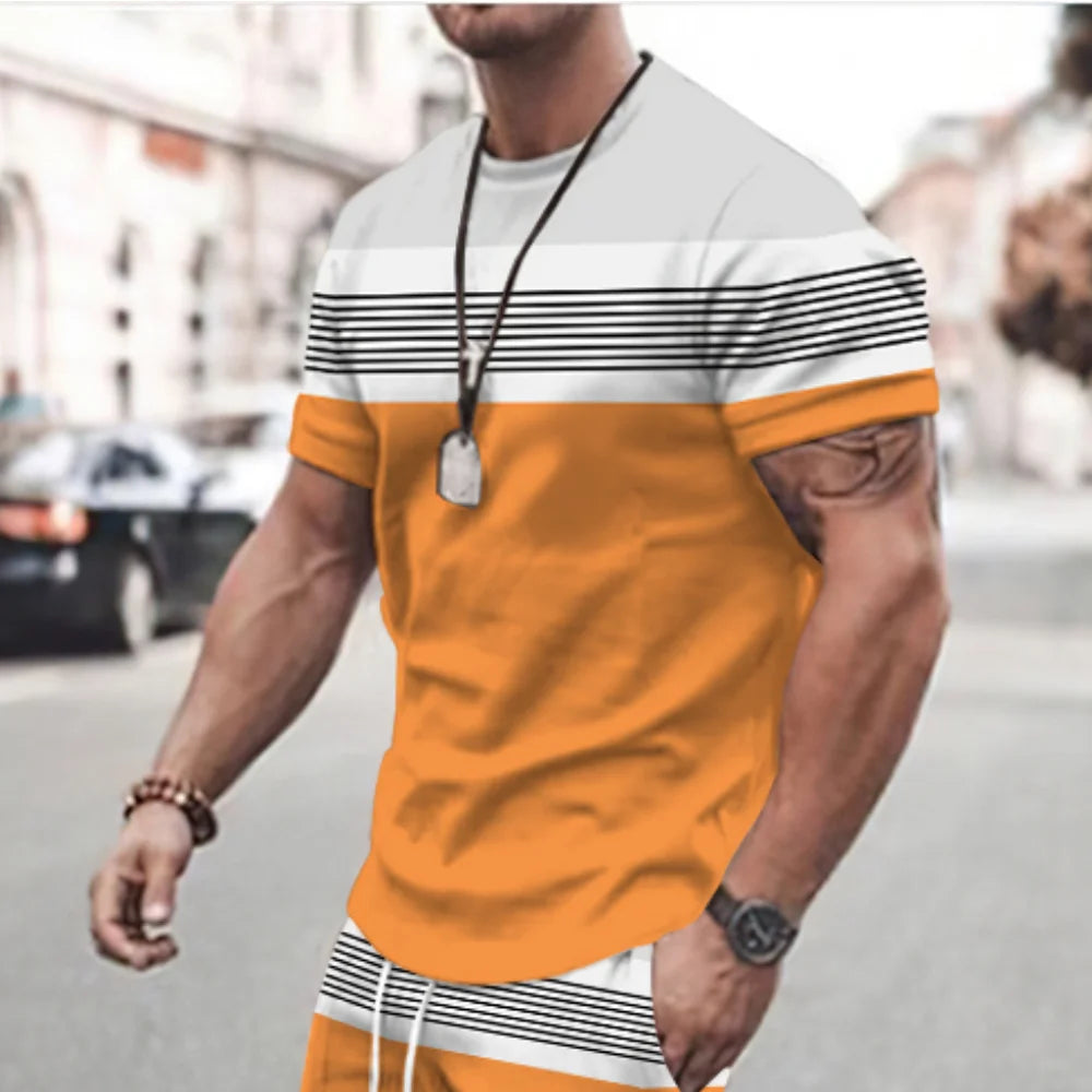 2023 New Men's T-shirt Checked Printed Oversized Loose Men's Top Holiday Casual Clothing Daily Outing Short-sleeved T-shirt Soft