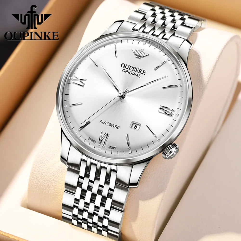 OUPINKE Fully Automatic Watch for Men Ultra Thin 7.3mm Original Import Swiss Movement High Quality Luxury Mechanical Wristwatch