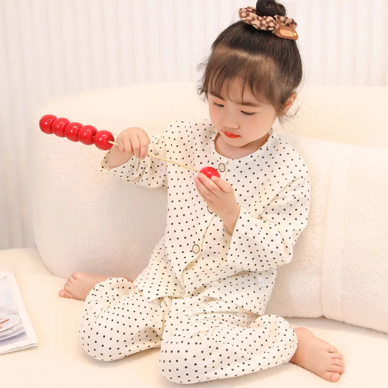 Baby Suit Clothes Boys Girls Muslin Cotton Home Wear Outfit Set Kids Long Sleeves Pajamas Tops+Pants Soft Pajamas 2PC 0-10T