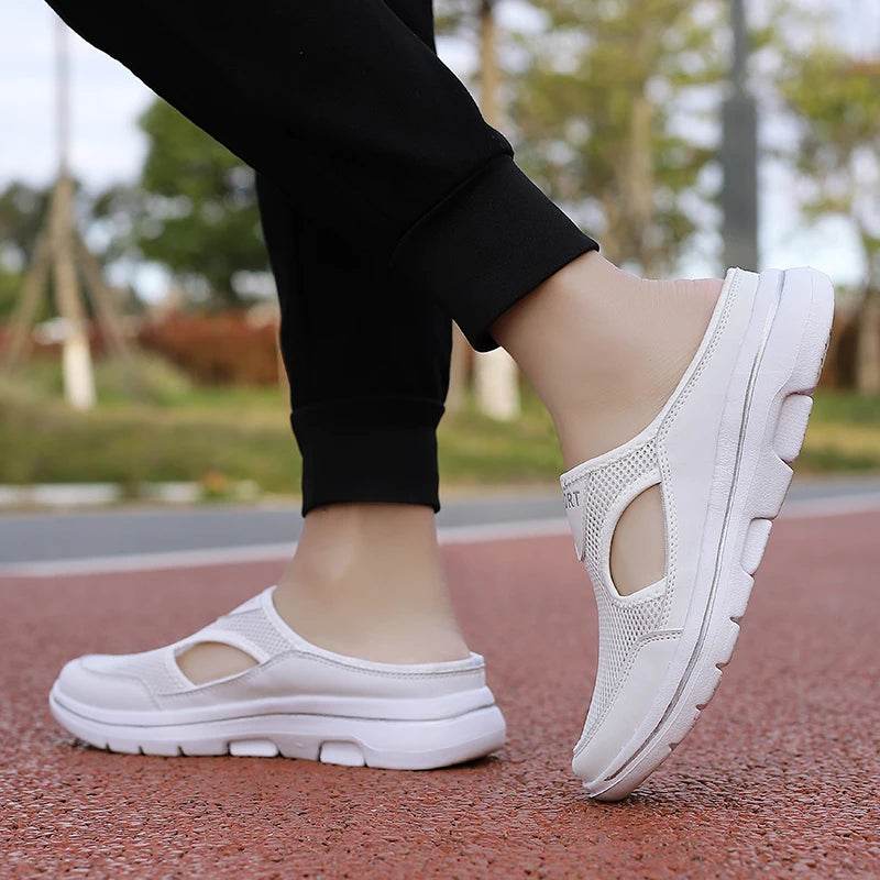 Men and Women Mesh Half Shoes Summer New Couple Slippers Lightweight Comfortable Thin Section Lazy Baotou Half Slippers 35-48