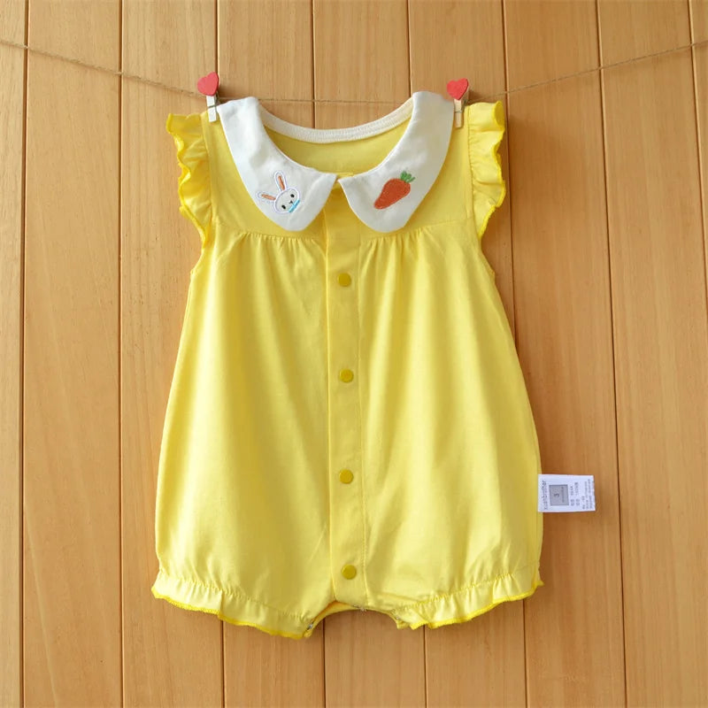 2024 newborn baby Summer clothes rompers for babies girls overalls short Sleeve cotton baby clothing pajamas Baby Girl onesies