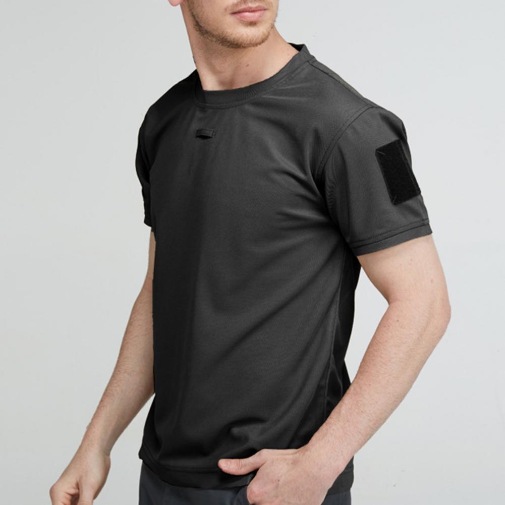 Men T-shirt Summer Unisex Solid Color Quick Drying Military Short Sleeve O Neck Blouse Top for Training Hiking футболка оверсайз